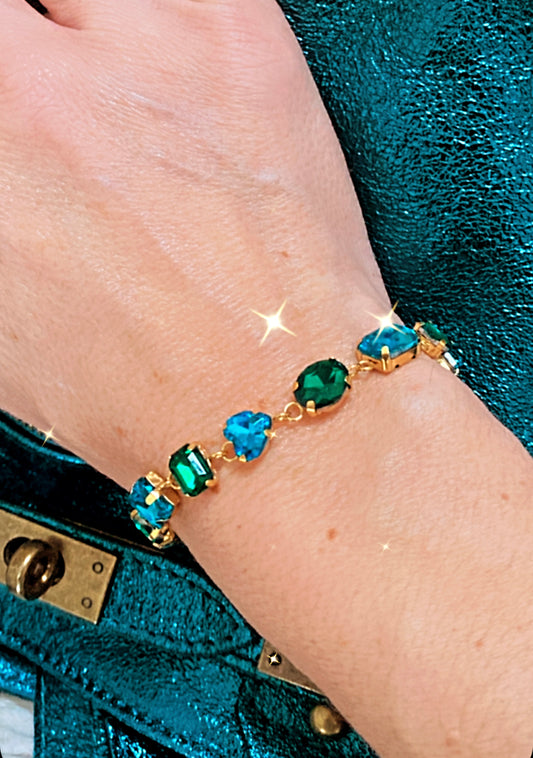 Bracelet strass turquoises/verts KILYA