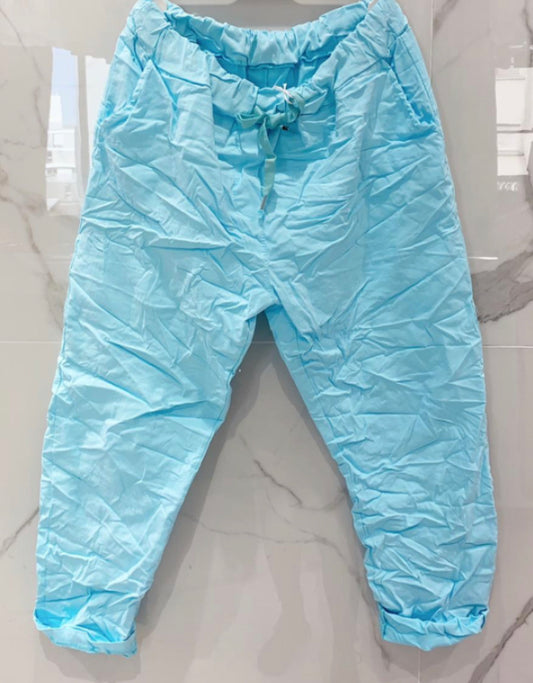 Pantalon toile unie turquoise clair  LÉA 2